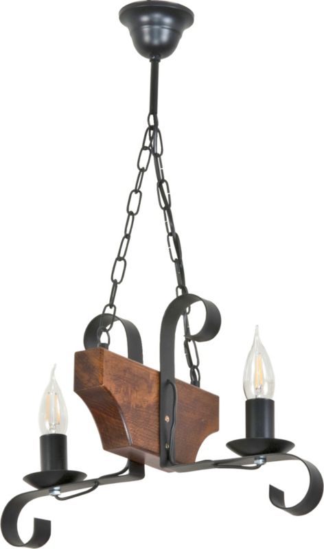 Lampa wisząca sufitowa EDYLIT drewniana vintage retro rustykalna do salonu 2xE14 NIKOLAS 11-978 1 szt.