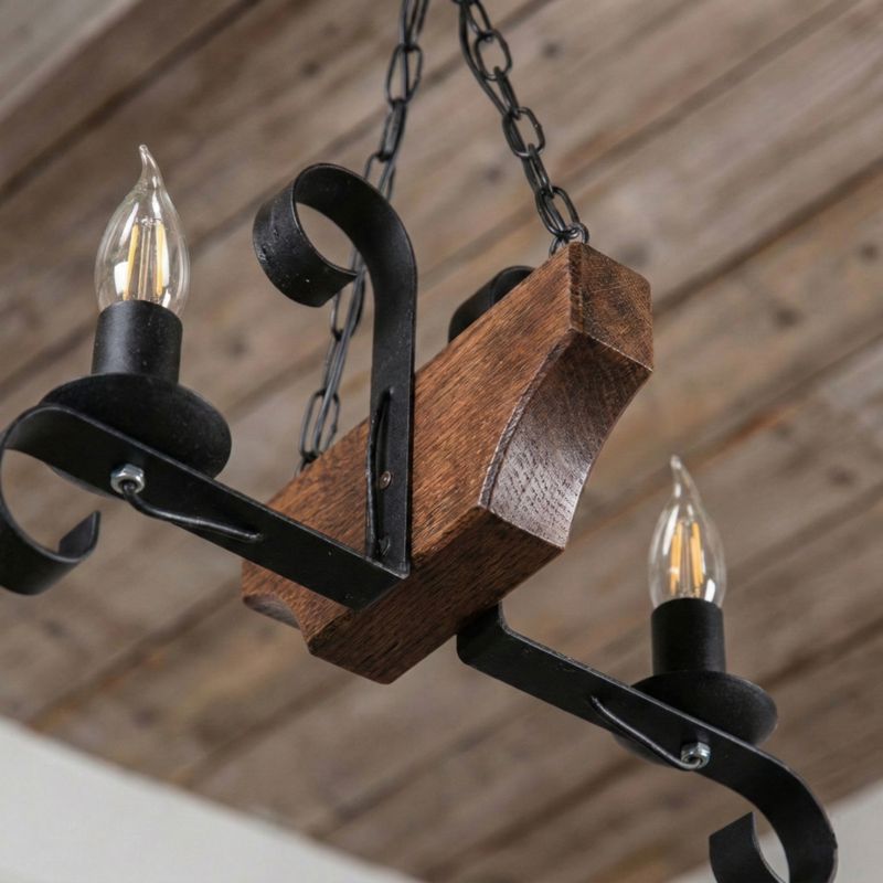 Lampa wisząca sufitowa EDYLIT drewniana vintage retro rustykalna do salonu 2xE14 NIKOLAS 11-978 1 szt.