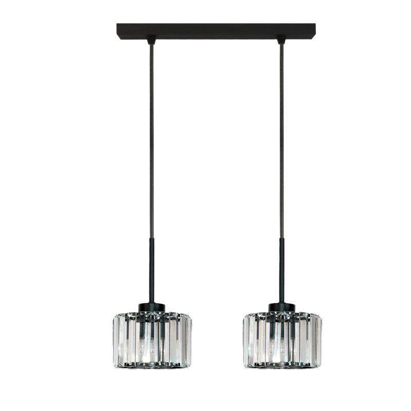 Lampa wisząca sufitowa EDYLIT listwa 2xE27 kryształowe klosze glamour nowoczesna do kuchni OMENA 14-958 1 szt.