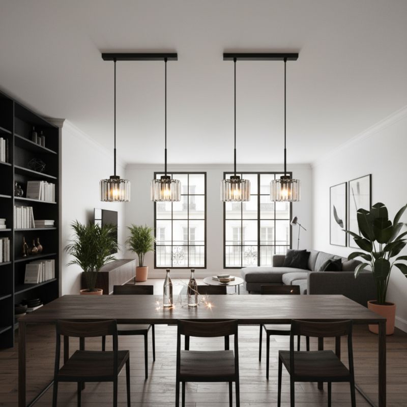 Lampa wisząca sufitowa EDYLIT listwa 2xE27 kryształowe klosze glamour nowoczesna do kuchni OMENA 14-958 1 szt.