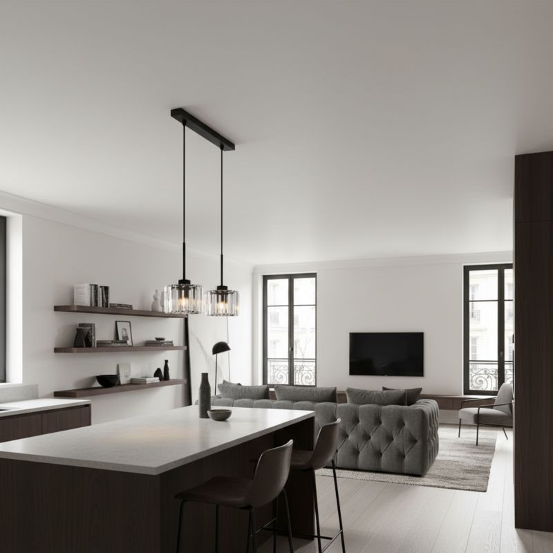 Lampa wisząca sufitowa EDYLIT listwa 2xE27 kryształowe klosze glamour nowoczesna do kuchni OMENA 14-958 1 szt.