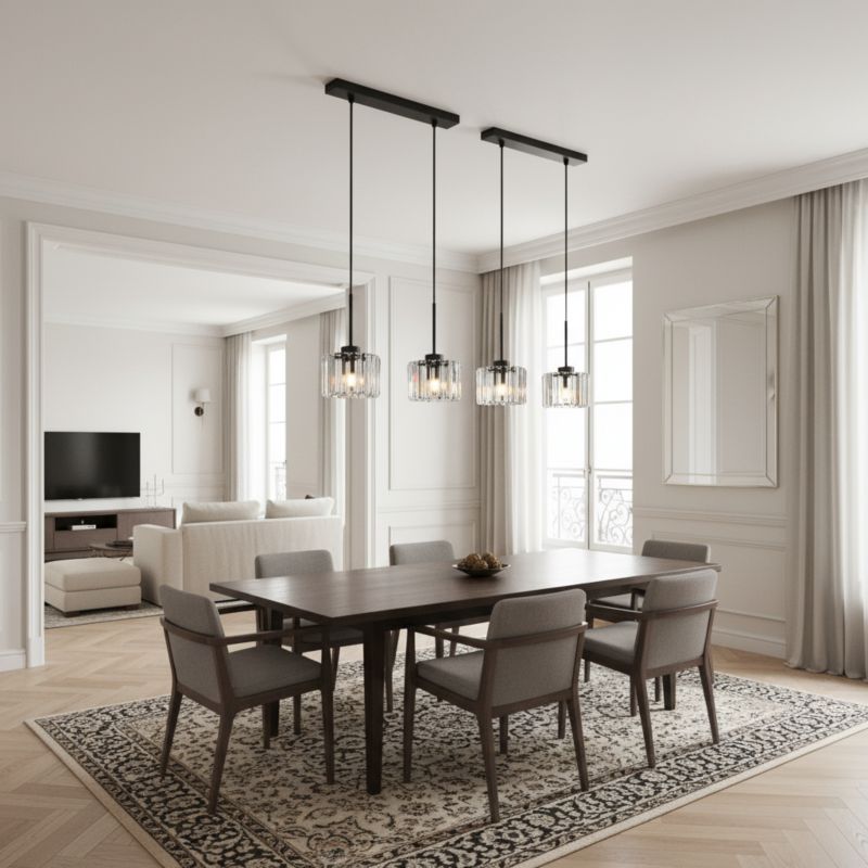 Lampa wisząca sufitowa EDYLIT listwa 2xE27 kryształowe klosze glamour nowoczesna do kuchni OMENA 14-958 1 szt.