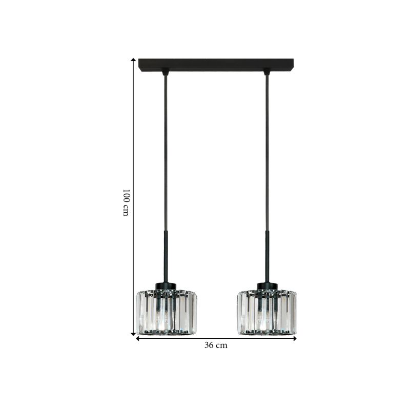 Lampa wisząca sufitowa EDYLIT listwa 2xE27 kryształowe klosze glamour nowoczesna do kuchni OMENA 14-958 1 szt.