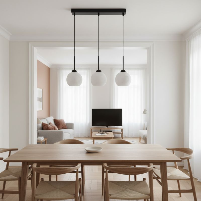Lampa wisząca sufitowa EDYLIT listwa 3xE27 białe kule loft industrialna nowoczesna FIONA 14-984 1 szt.