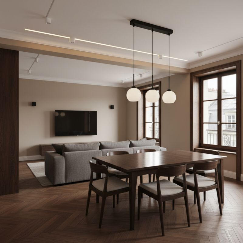 Lampa wisząca sufitowa EDYLIT listwa 3xE27 białe kule loft industrialna nowoczesna FIONA 14-984 1 szt.
