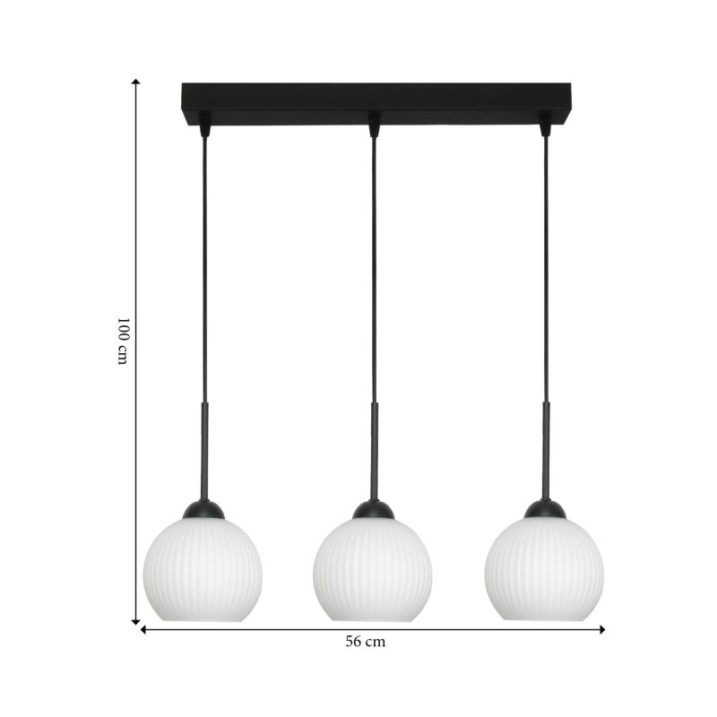 Lampa wisząca sufitowa EDYLIT listwa 3xE27 białe kule loft industrialna nowoczesna FIONA 14-984 1 szt.
