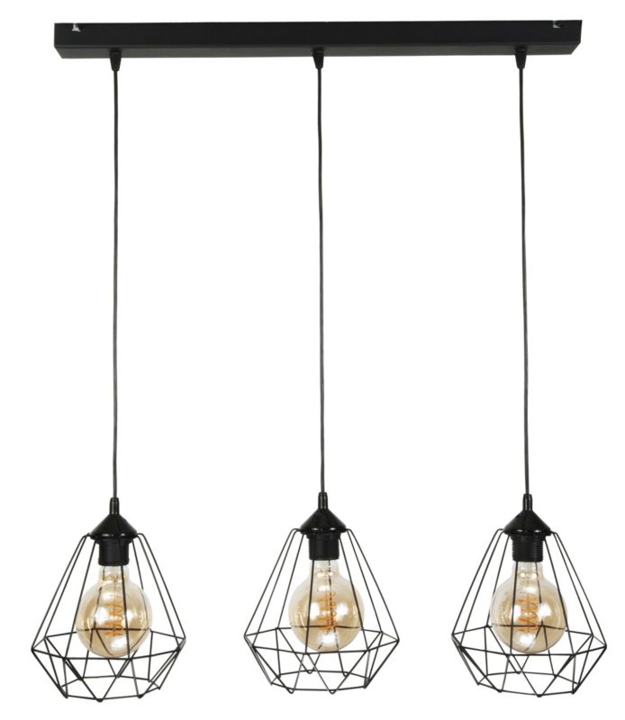 Lampa wisząca sufitowa EDYLIT listwa 3xE27 druciane klosze loft industrialna TARIS 13-022 1 szt.