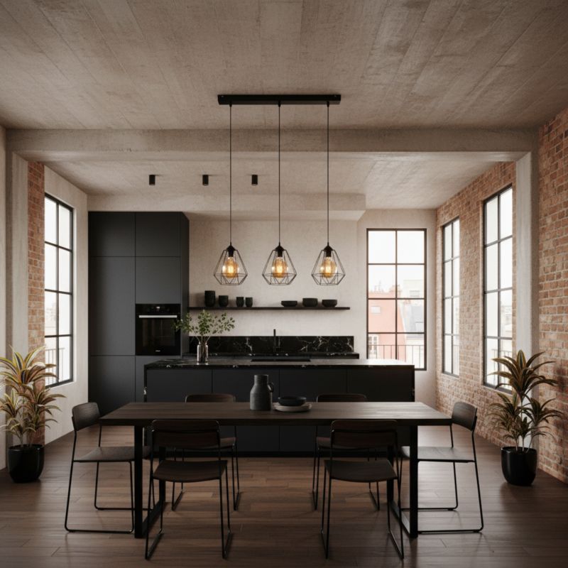 Lampa wisząca sufitowa EDYLIT listwa 3xE27 druciane klosze loft industrialna TARIS 13-022 1 szt.