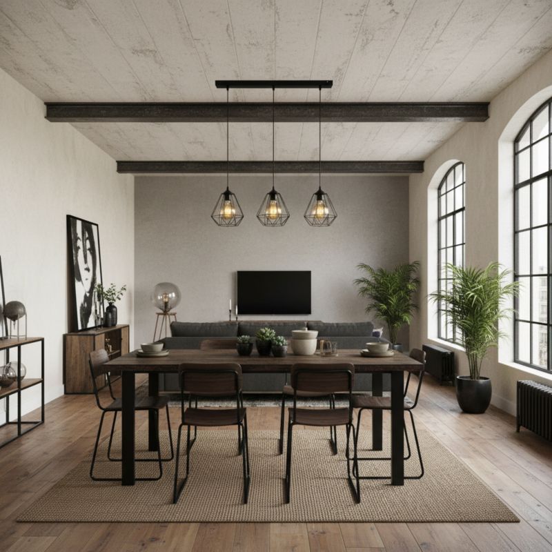 Lampa wisząca sufitowa EDYLIT listwa 3xE27 druciane klosze loft industrialna TARIS 13-022 1 szt.