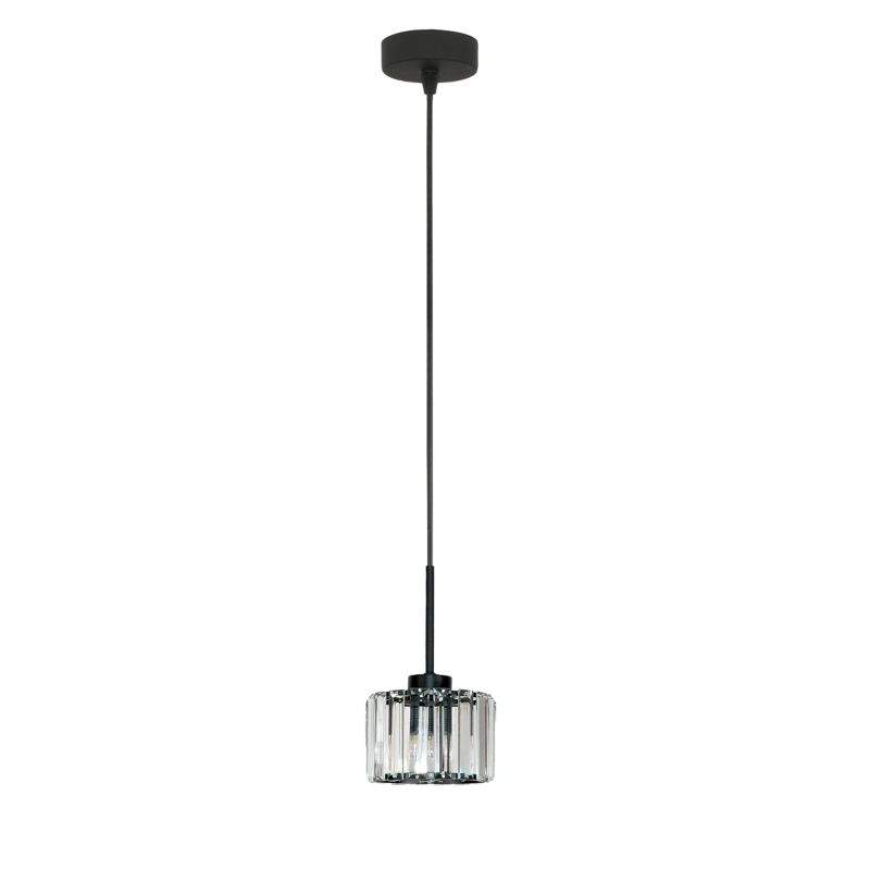 Lampa wisząca sufitowa EDYLIT zwis 1xE27 czarna kryształowy klosz glamour nowoczesna do jadalni OMENA 14-955 1 szt.