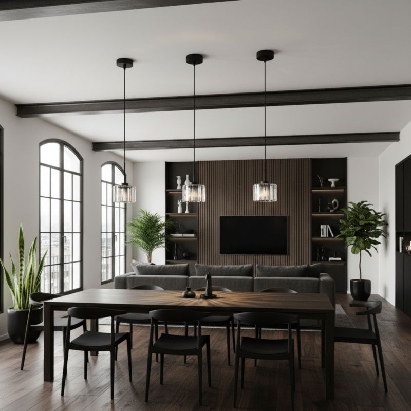 Lampa wisząca sufitowa EDYLIT zwis 1xE27 czarna kryształowy klosz glamour nowoczesna do jadalni OMENA 14-955 1 szt.