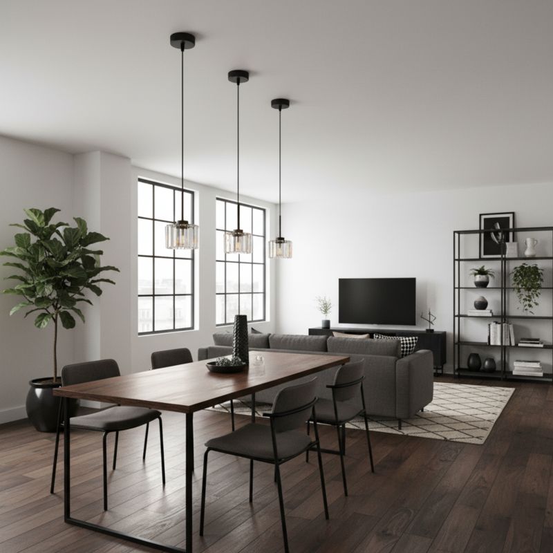 Lampa wisząca sufitowa EDYLIT zwis 1xE27 czarna kryształowy klosz glamour nowoczesna do jadalni OMENA 14-955 1 szt.