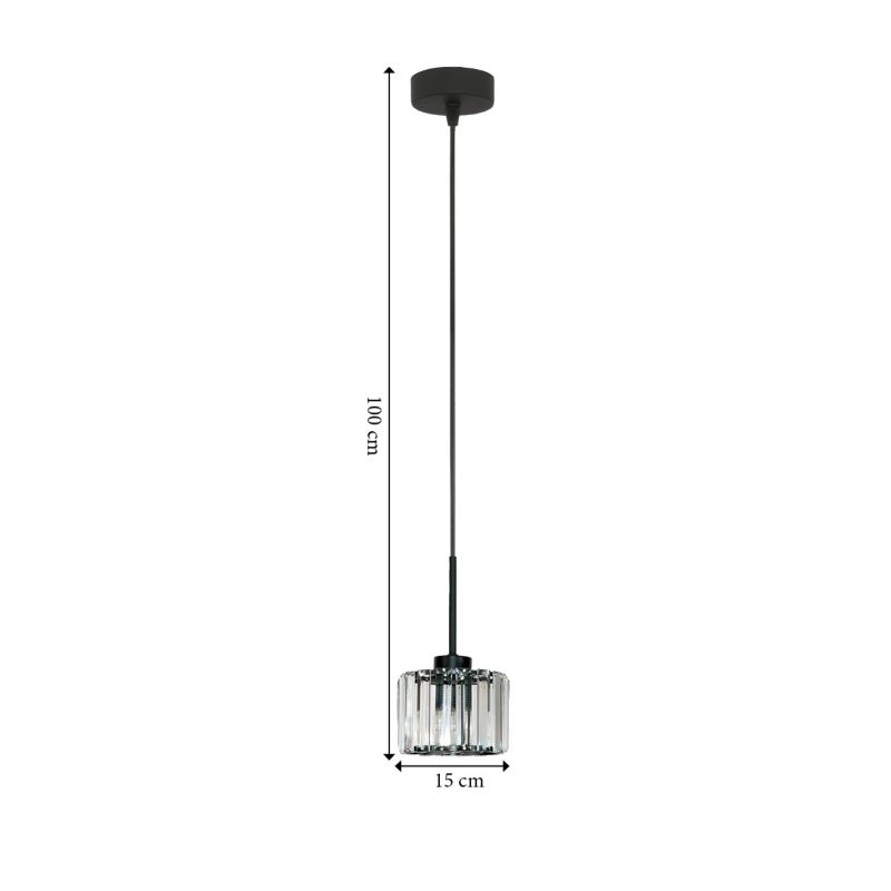 Lampa wisząca sufitowa EDYLIT zwis 1xE27 czarna kryształowy klosz glamour nowoczesna do jadalni OMENA 14-955 1 szt.
