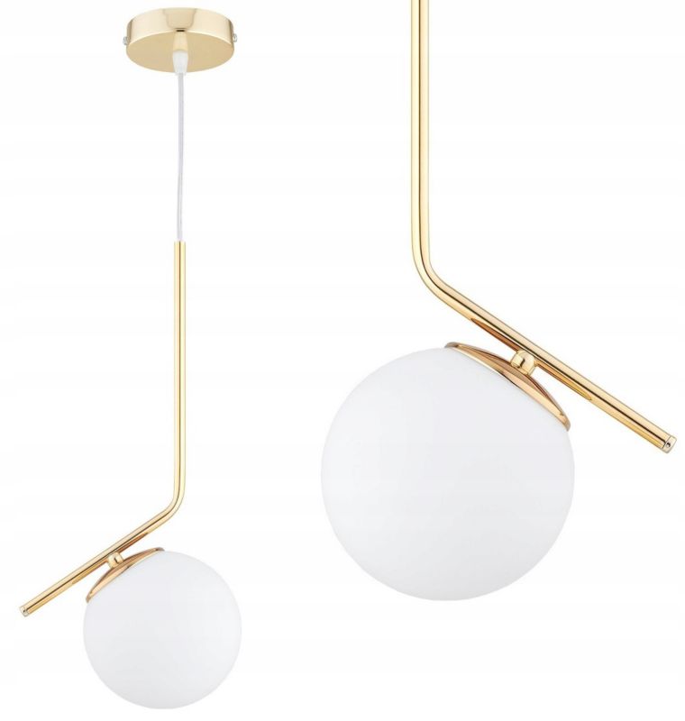 Lampa Wisząca Sufitowa Elko-Lighting  1-Punktowa L Złota Białe Szklane Kule MIlo E27 1 szt