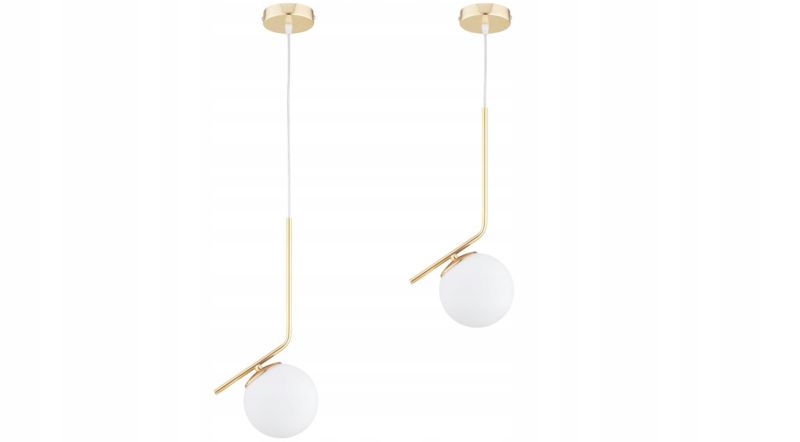 Lampa Wisząca Sufitowa Elko-Lighting  1-Punktowa L Złota Białe Szklane Kule MIlo E27 1 szt