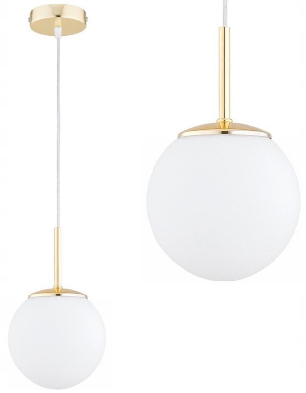 Lampa Wisząca Sufitowa Elko-Lighting 1-Punktowa Zwis Złota Białe Szklane Kule Milo E27 1 szt