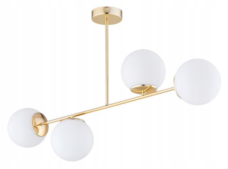 Lampa Wisząca Sufitowa Elko-Lighting  4-punktowa Złota Białe Szklane Kule MIlo E27 1 szt