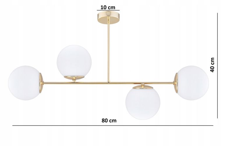 Lampa Wisząca Sufitowa Elko-Lighting  4-punktowa Złota Białe Szklane Kule MIlo E27 1 szt