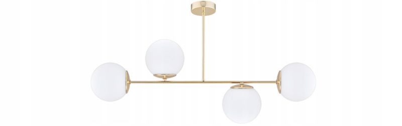 Lampa Wisząca Sufitowa Elko-Lighting  4-punktowa Złota Białe Szklane Kule MIlo E27 1 szt