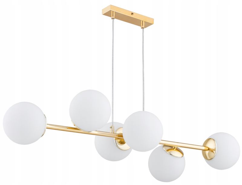 Lampa Wisząca Sufitowa Elko-Lighting 6-Punktowy Nad Stół Złota Białe Szklane Kule MIlo E27 1 szt