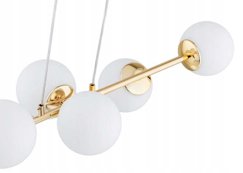 Lampa Wisząca Sufitowa Elko-Lighting 6-Punktowy Nad Stół Złota Białe Szklane Kule MIlo E27 1 szt