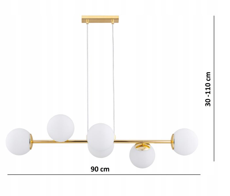Lampa Wisząca Sufitowa Elko-Lighting 6-Punktowy Nad Stół Złota Białe Szklane Kule MIlo E27 1 szt