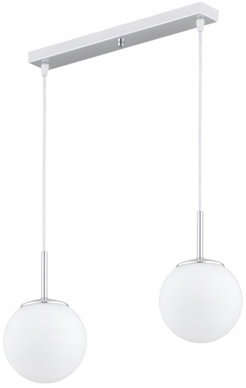 Lampa Wisząca Sufitowa Elko-Lighting Listwa 2-Punktowa Milo Chrom Kule Białe E27 srebrny 1 szt