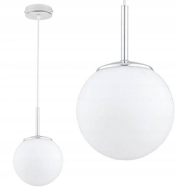 Lampa Wisząca Sufitowa Elko-Lighting Milo 1-Punktowy Zwis Chrom Kule Białe E27 srebrny 1 szt