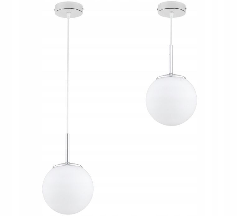 Lampa Wisząca Sufitowa Elko-Lighting Milo 1-Punktowy Zwis Chrom Kule Białe E27 srebrny 1 szt