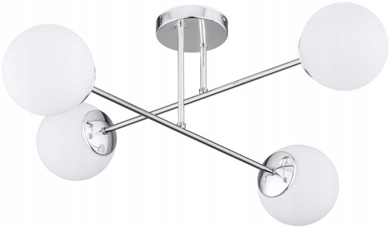 Lampa Wisząca Sufitowa Elko-Lighting MIlo 4-Punktowa X Chrom Kule Białe E27 srebrny 1 szt