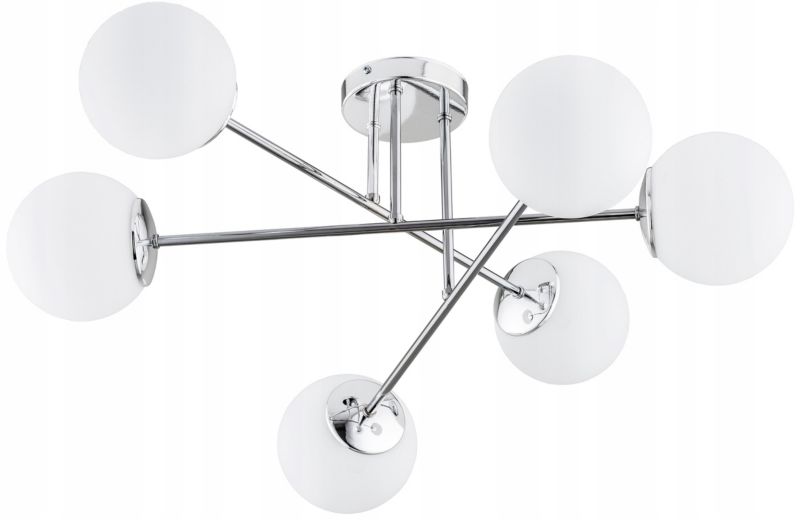 Lampa Wisząca Sufitowa Elko-Lighting Milo 6-Punktowa X Chrom Kule Białe E27 srebrny 1 szt