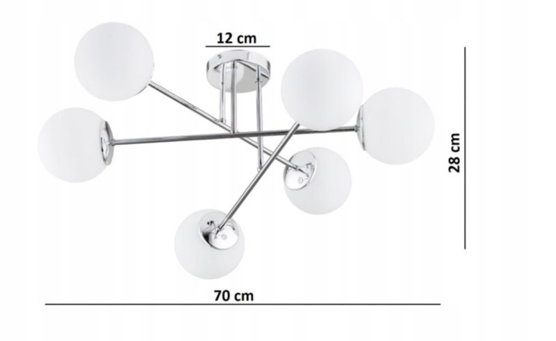 Lampa Wisząca Sufitowa Elko-Lighting Milo 6-Punktowa X Chrom Kule Białe E27 srebrny 1 szt