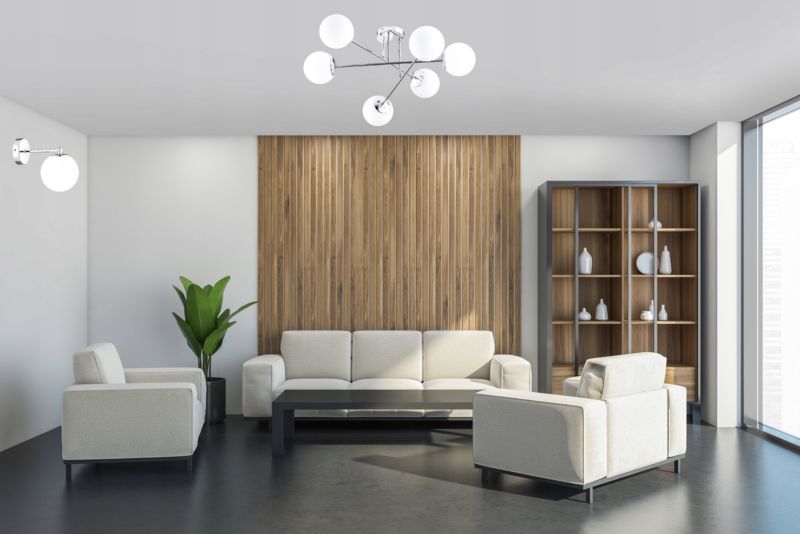Lampa Wisząca Sufitowa Elko-Lighting Milo 6-Punktowa X Chrom Kule Białe E27 srebrny 1 szt