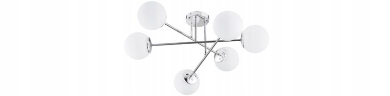 Lampa Wisząca Sufitowa Elko-Lighting Milo 6-Punktowa X Chrom Kule Białe E27 srebrny 1 szt