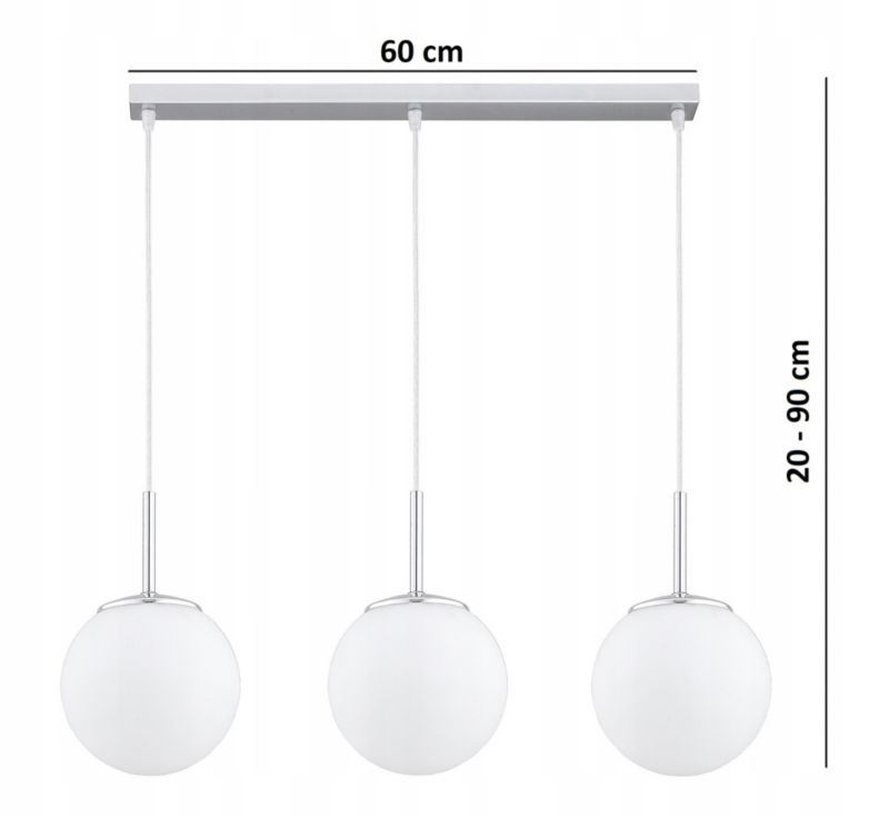 Lampa Wisząca Sufitowa Elko-Lighting Nad Stół Milo Chrom Kule Białe E27 srebrny 1 szt