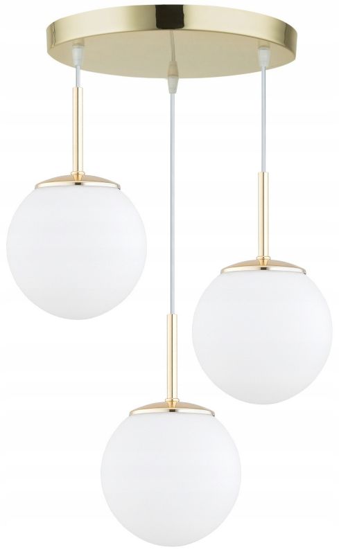 Lampa Wisząca Sufitowa Elko-Lighting Plafon 3-Punktowy Złoty Białe Szklane Kule Milo E27 1 szt