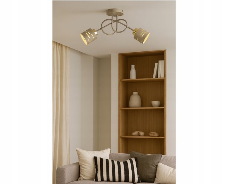 Lampa Wisząca Sufitowa Elko-Lighting Skręt 2-Punktowy Vox E27 beżowy 1szt