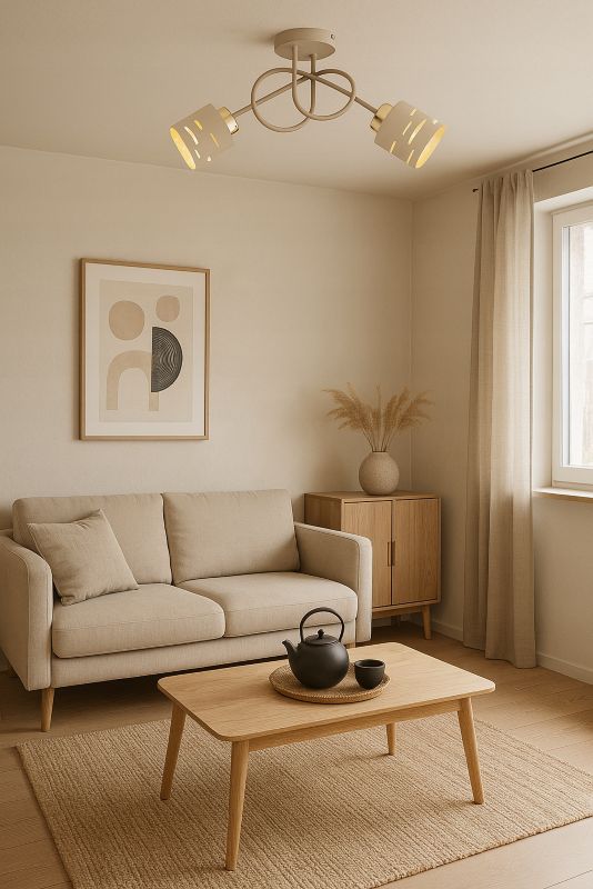 Lampa Wisząca Sufitowa Elko-Lighting Skręt 2-Punktowy Vox E27 beżowy 1szt