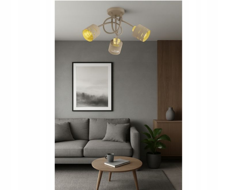 Lampa Wisząca Sufitowa Elko-Lighting Skręt 3-Punktowy Vox E27 beżowy 1szt