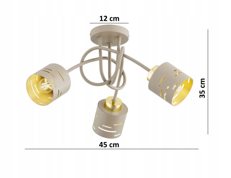 Lampa Wisząca Sufitowa Elko-Lighting Skręt 3-Punktowy Vox E27 beżowy 1szt