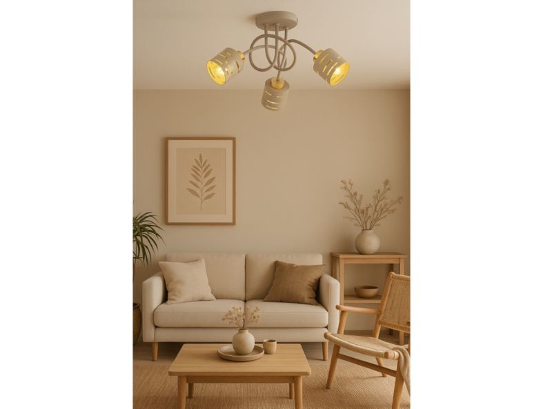 Lampa Wisząca Sufitowa Elko-Lighting Skręt 3-Punktowy Vox E27 beżowy 1szt