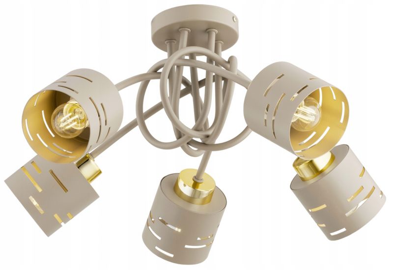 Lampa Wisząca Sufitowa Elko-Lighting Skręt 5-Punktowy Vox E27 beżowy 1szt