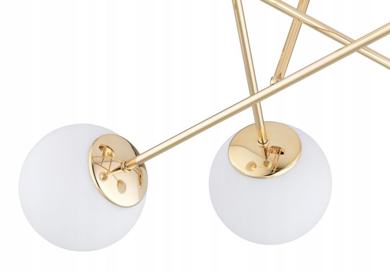 Lampa Wisząca Sufitowa Elko-Lighting Żyrandol 4-Punktowy X Złota Białe Szklane Kule MIlo E27 1 szt