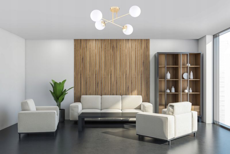Lampa Wisząca Sufitowa Elko-Lighting Żyrandol 4-Punktowy X Złota Białe Szklane Kule MIlo E27 1 szt
