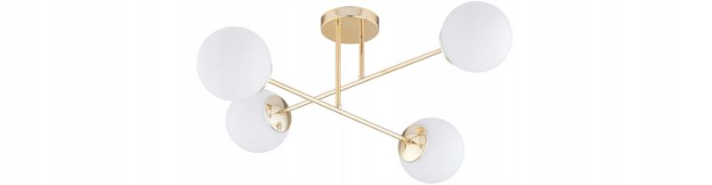 Lampa Wisząca Sufitowa Elko-Lighting Żyrandol 4-Punktowy X Złota Białe Szklane Kule MIlo E27 1 szt