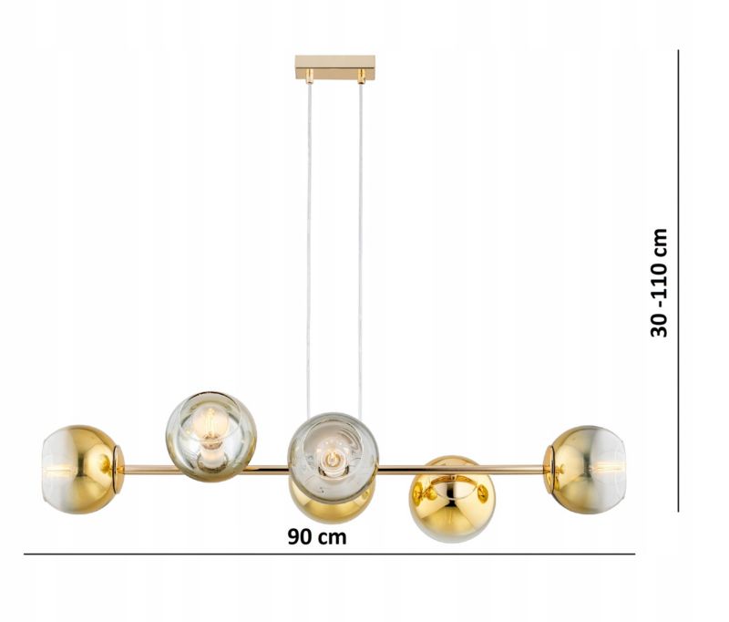 Lampa Wisząca Sufitowa Elko-Lighting Żyrandol 6-punktowy E27 Ombre 1 szt