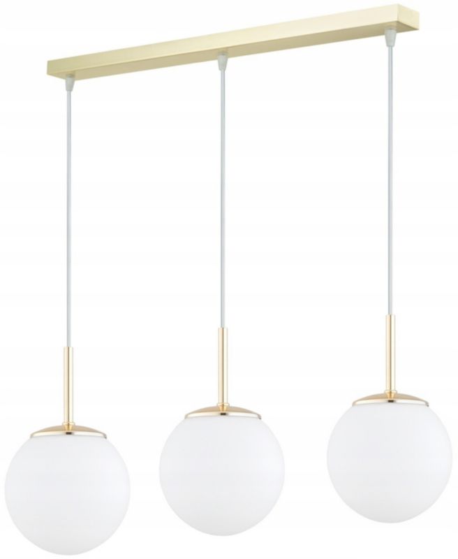 Lampa Wisząca Sufitowa Elko-Lighting Złota Listwa 3-punktowa Białe Szklane Kule MIlo E27 1 szt