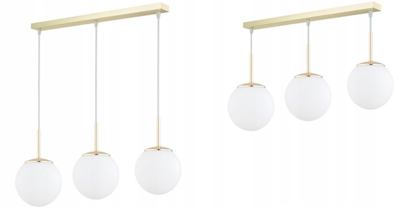 Lampa Wisząca Sufitowa Elko-Lighting Złota Listwa 3-punktowa Białe Szklane Kule MIlo E27 1 szt