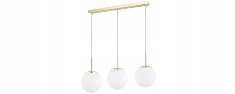 Lampa Wisząca Sufitowa Elko-Lighting Złota Listwa 3-punktowa Białe Szklane Kule MIlo E27 1 szt