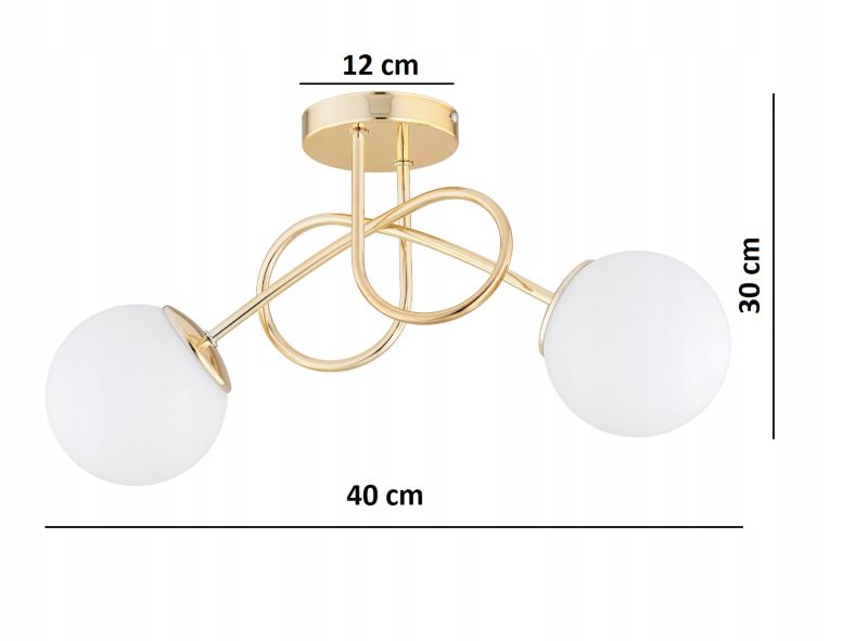 Lampa Wisząca Sufitowa Elko-Lighting Złota Skręt 2-Punktowy Białe Szklane Kule MIlo E27 1 szt